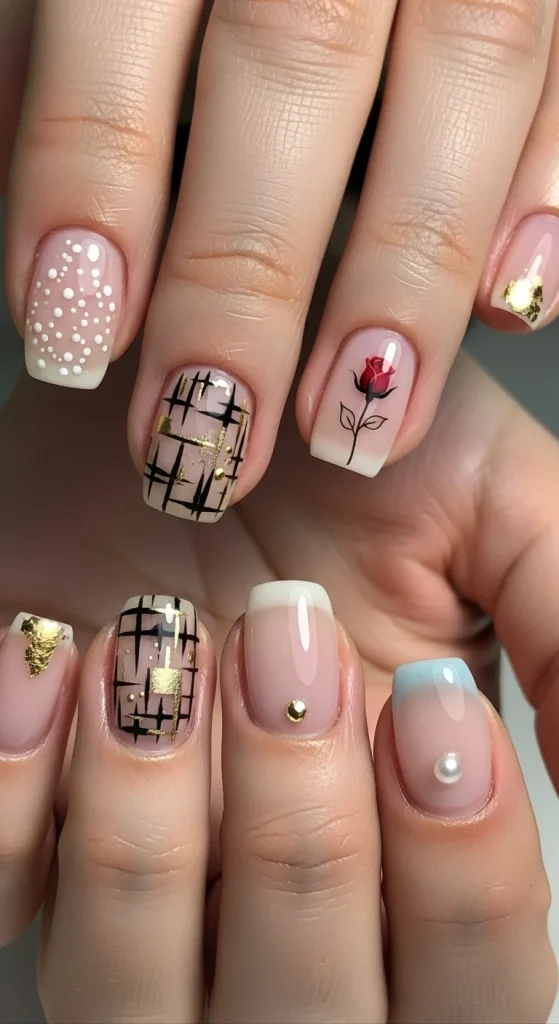 Short Nails with Micro Design Placement