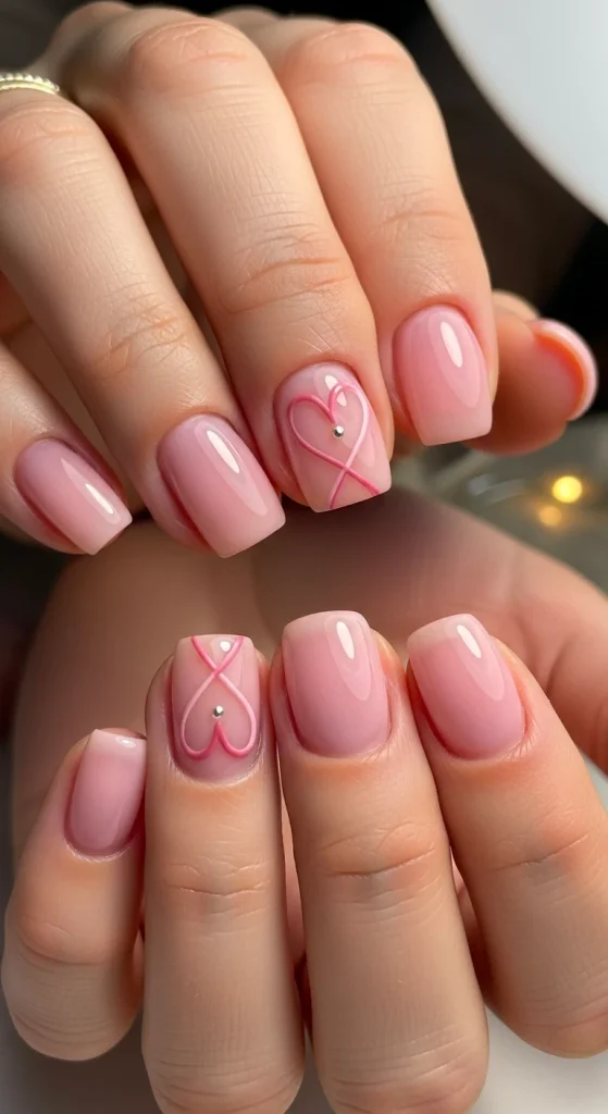 Short Nails with Soft Pink Balance