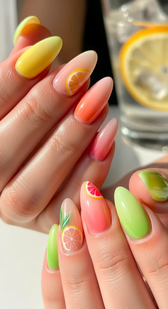 Summer Nails Inspired by Soft Citrus Tones