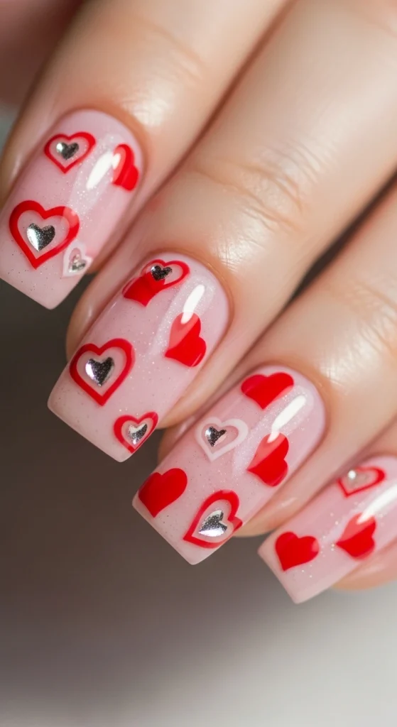 Blush Pink with Floating Heart Accents