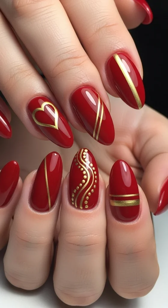 Classic Red with Gold Line Details