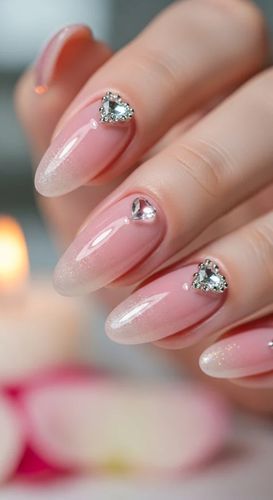 Crystal Accent Romantic Nails