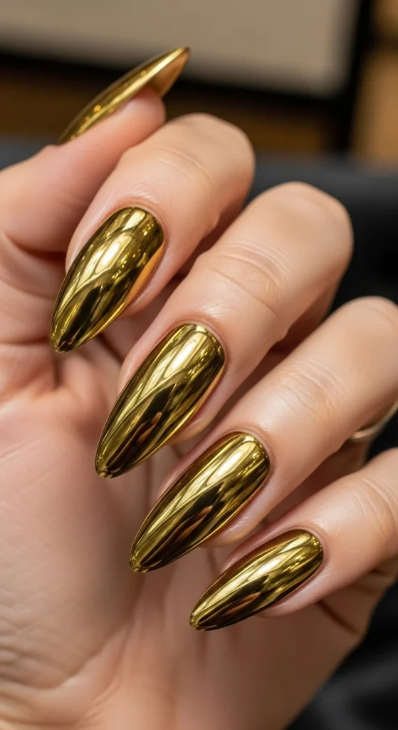 Gold Chrome for Bold Statement Nails
