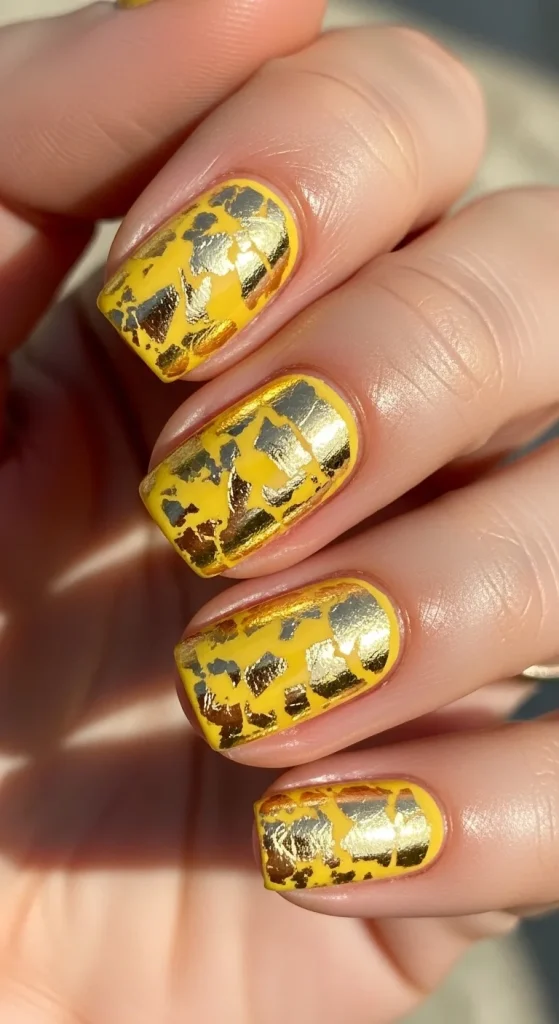 Gold Foil Over Yellow Polish