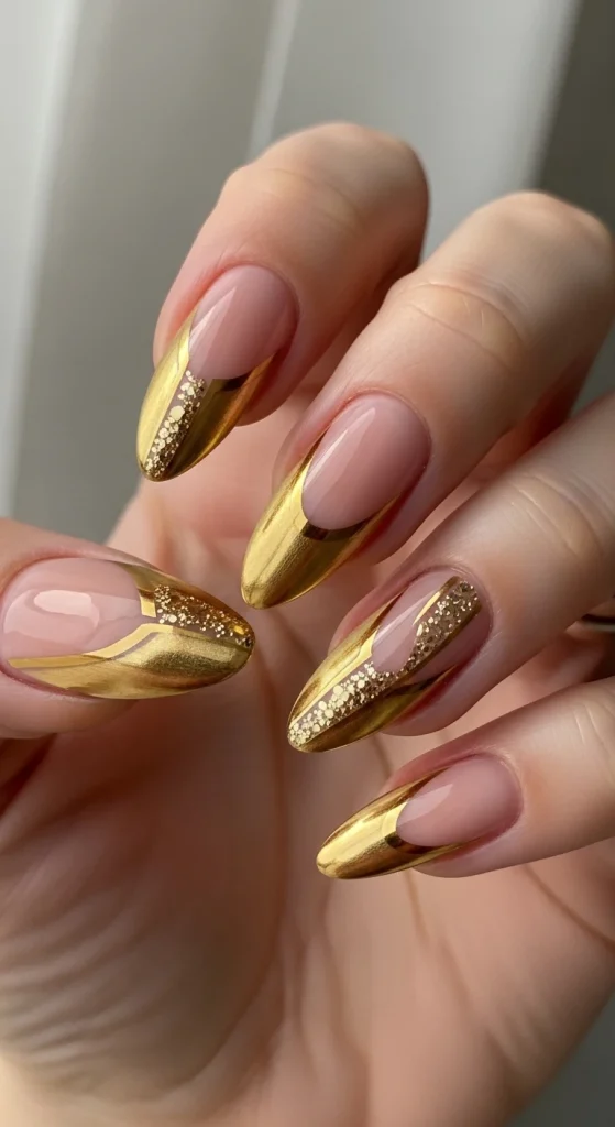 Metallic French Tips with a Modern Twist