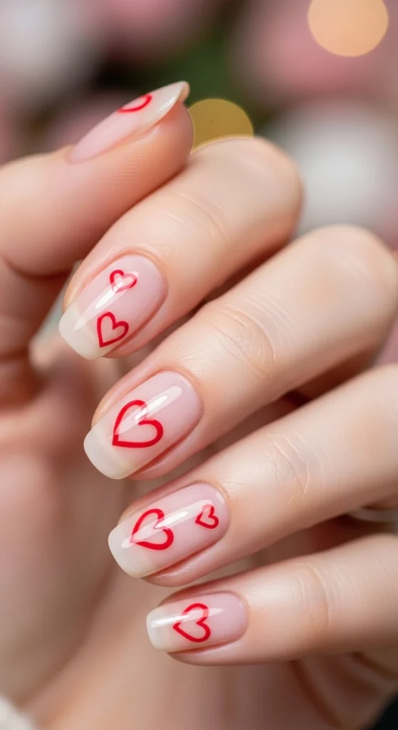 Minimal Heart Outline Nails