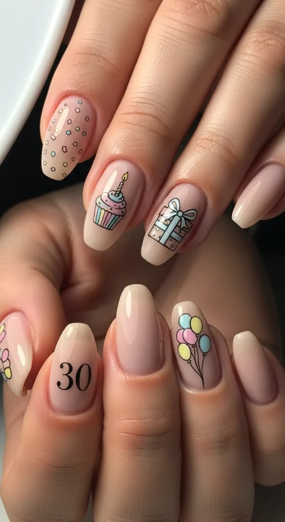 Neutral Nails with Delicate Art Details