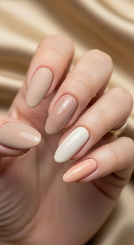 Oval Nail Shape in Neutral Colors