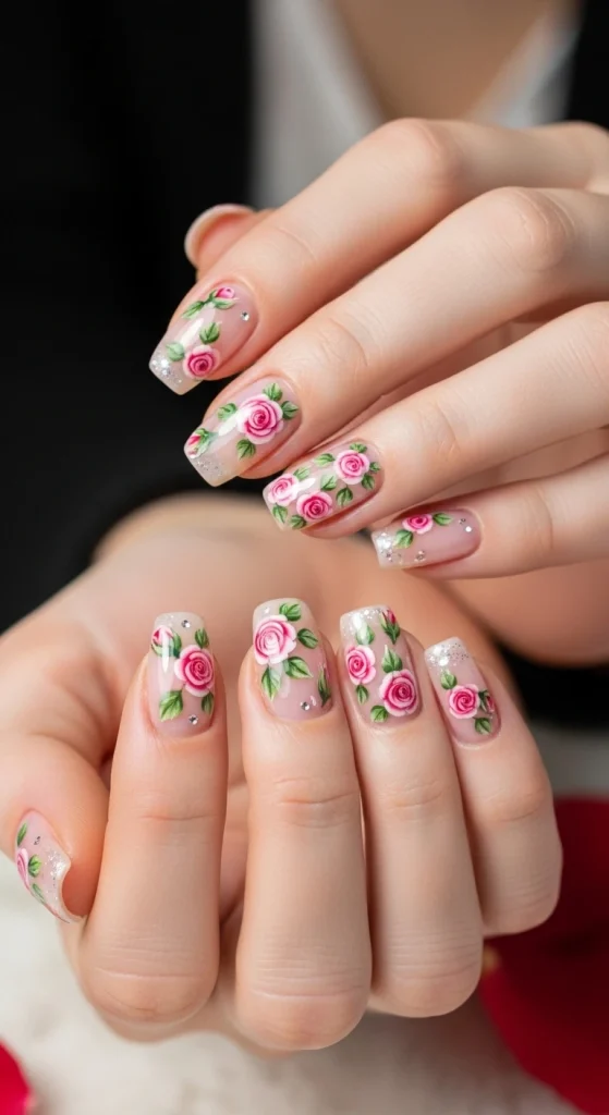 Sheer Pink with Rose Art
