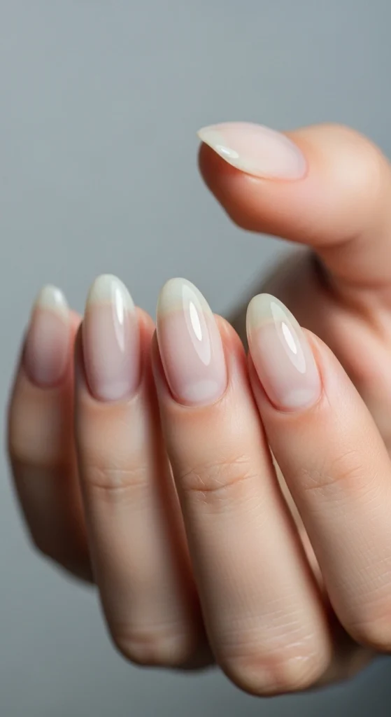 Short Almond Nails with Clear Gloss