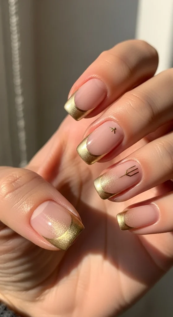 Soft Gold French Tips with a Modern Twist