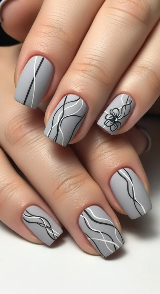 Soft Grey with Delicate Line Art