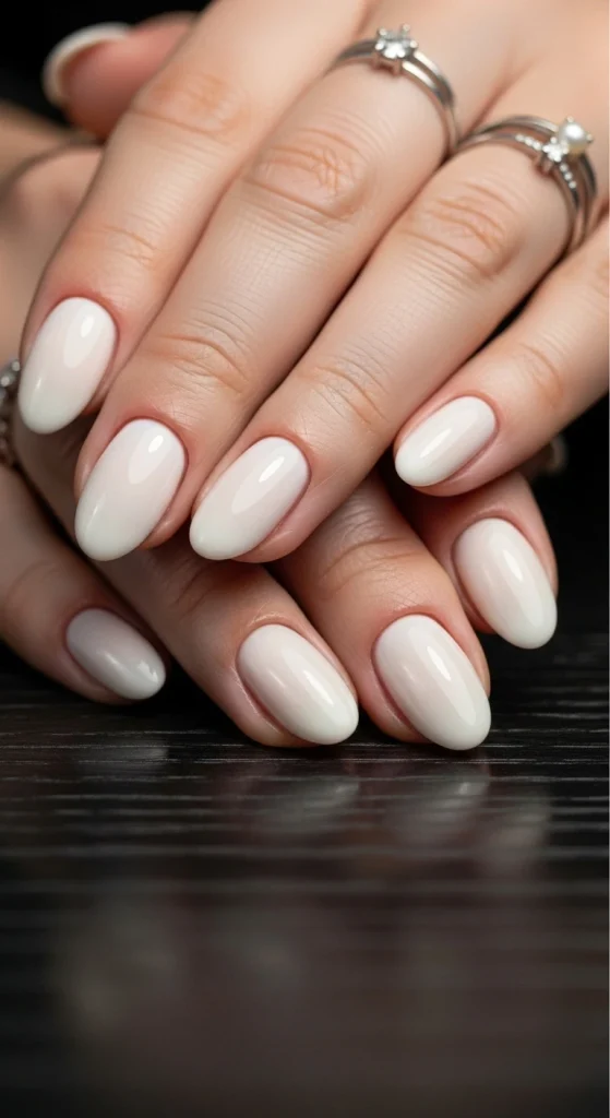 Soft Ivory Nails with a Satin Finish