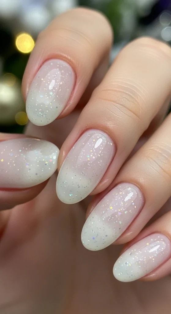 Soft Milky Nails with Subtle Sparkle