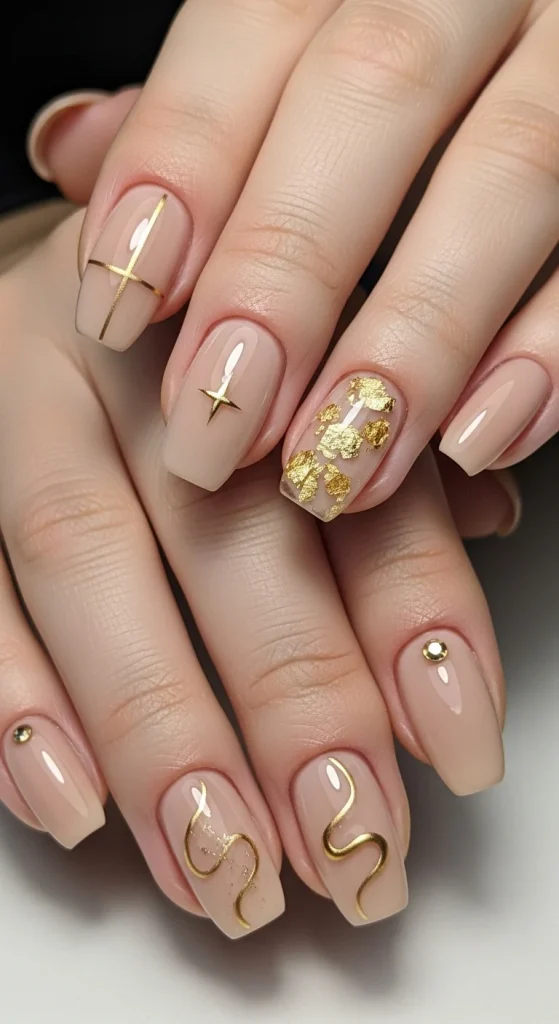 Subtle Gold Accents on Nude Bases